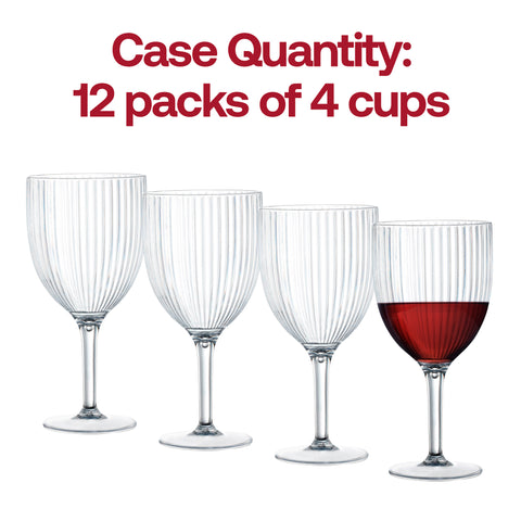 13 oz Clear Ribbed Plastic Wine Glasses