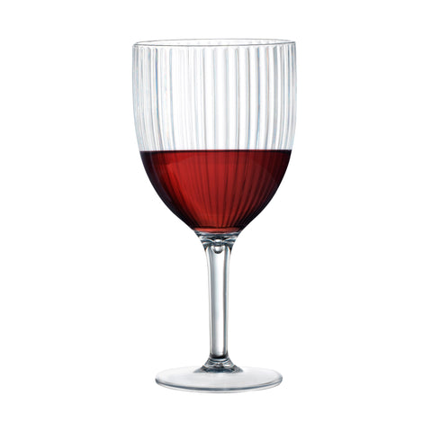 13 oz Clear Ribbed Plastic Wine Glasses