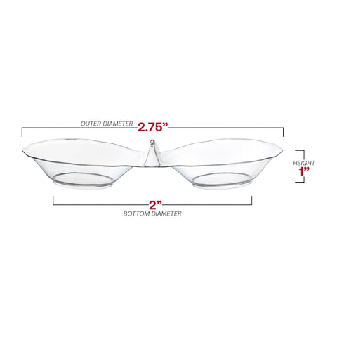 Clear Round 2-Hole Mini Plastic Candy Bowls Dimension | The Kaya Collection