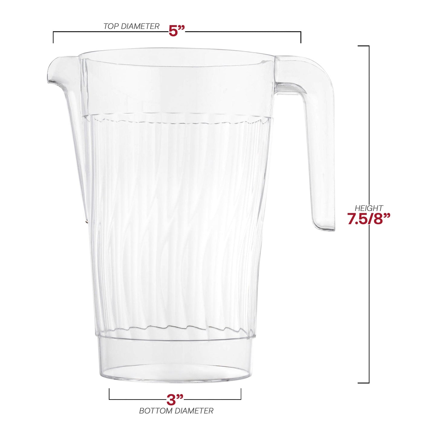 52 oz. Clear Round Plastic Disposable Pitchers