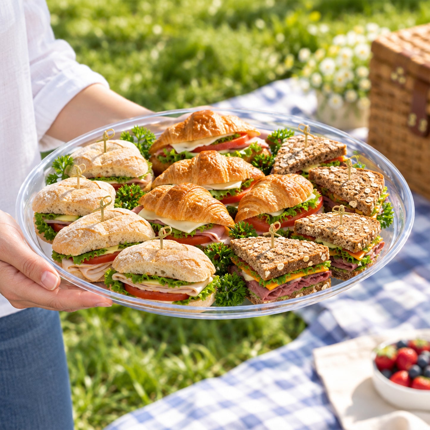 18" Clear Round Plastic Trays