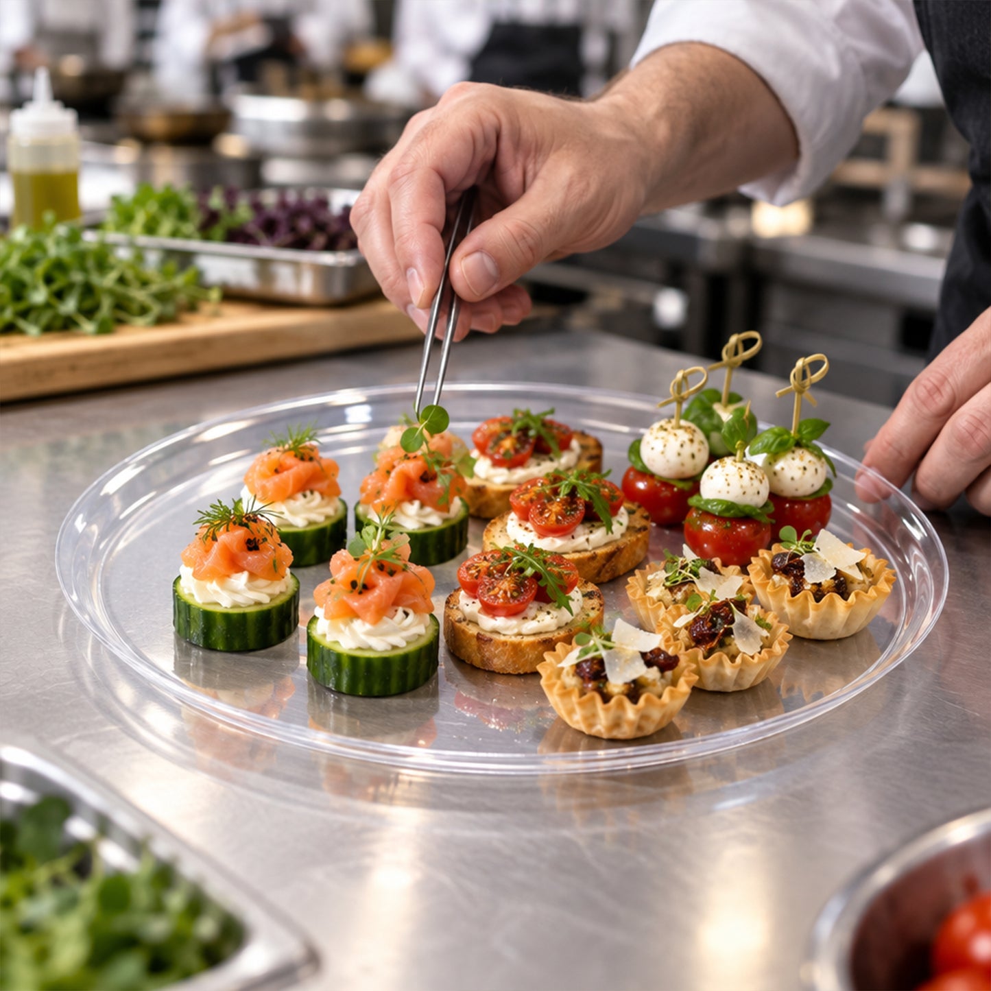 12" Clear Round Plastic Trays