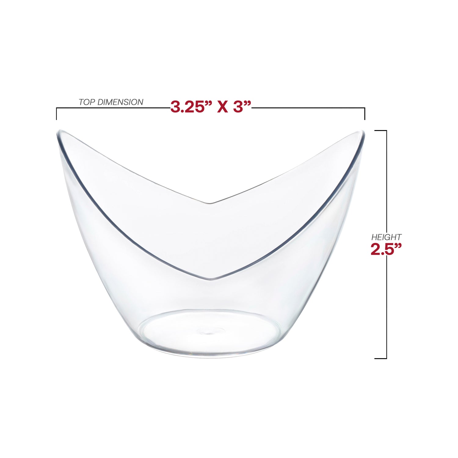 2 oz. Clear Small Disposable Plastic Concave Cups Dimension | The Kaya Collection