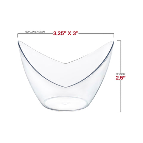 2 oz. Clear Small Disposable Plastic Concave Cups Dimension | The Kaya Collection