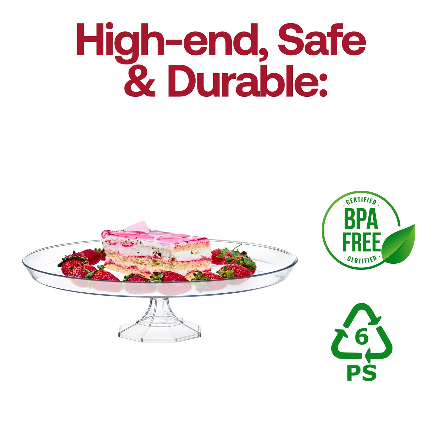 10.5" Clear Small Round Disposable Plastic Cake Stands