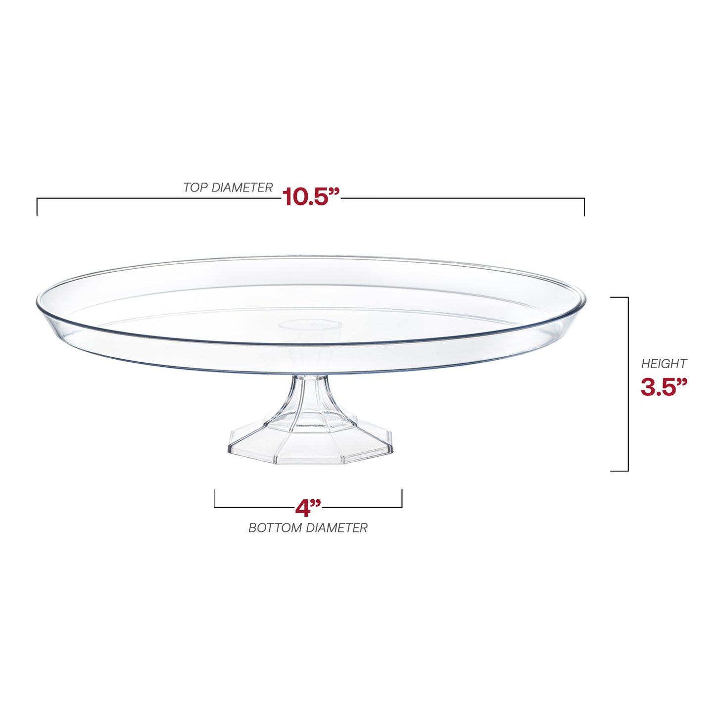 10.5" Clear Small Round Disposable Plastic Cake Stands