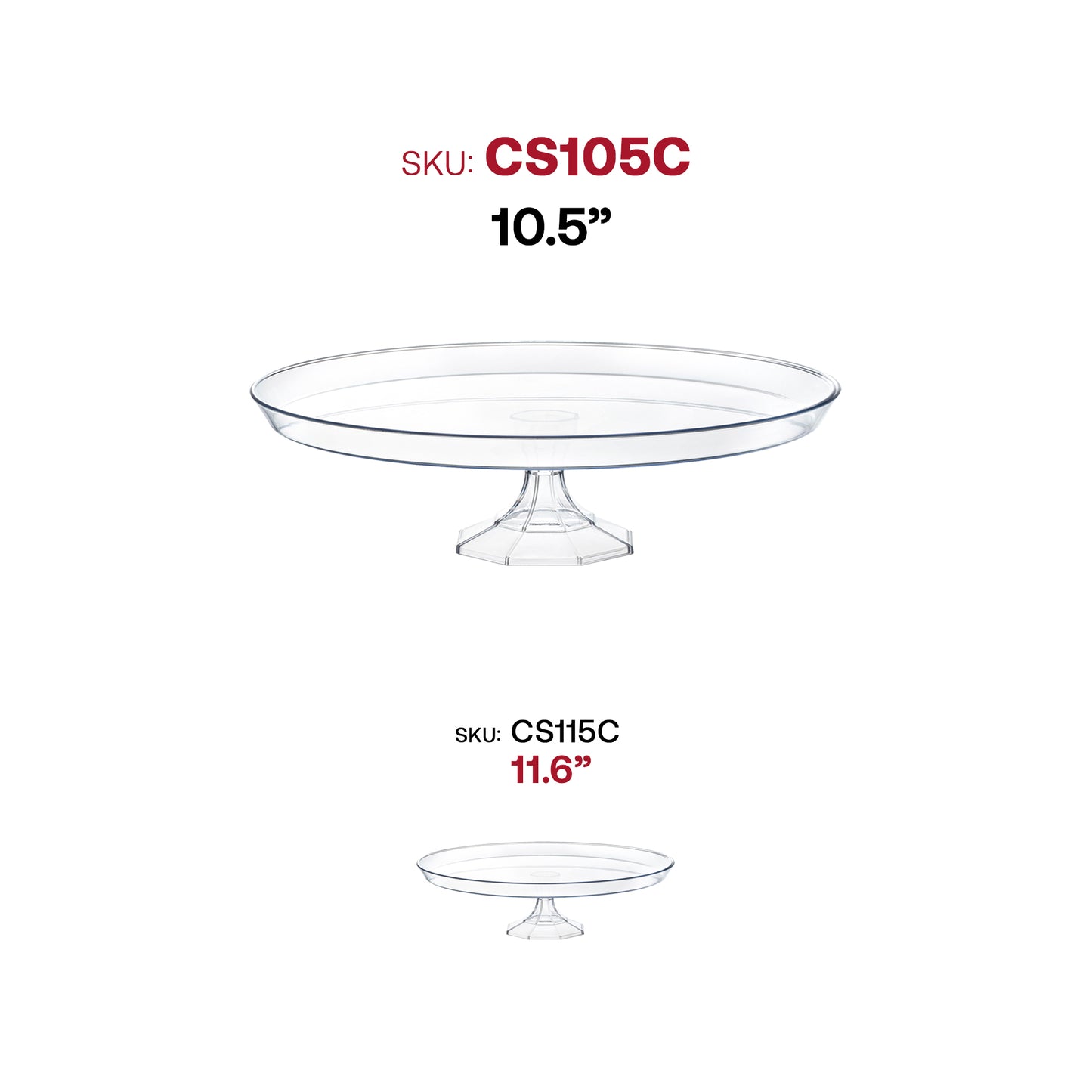 10.5" Clear Small Round Disposable Plastic Cake Stands