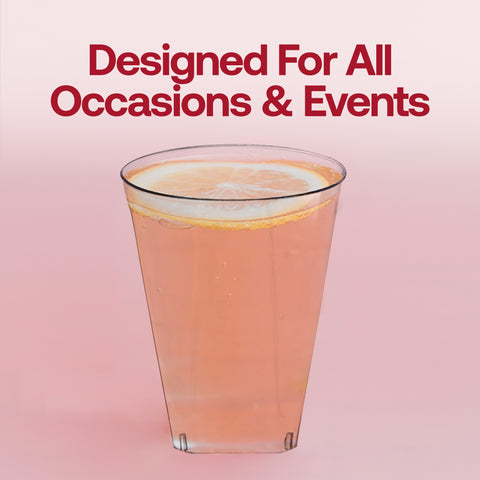 7 oz. Clear Square Bottom Disposable Plastic Cups Lifestyle | The Kaya Collection