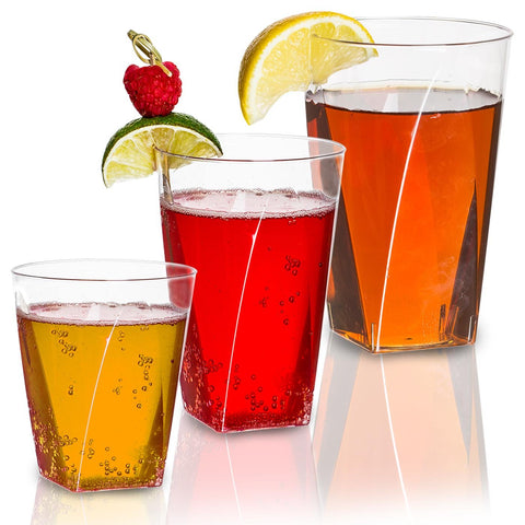 2 oz. Clear Square Bottom Plastic Disposable Shot Cups