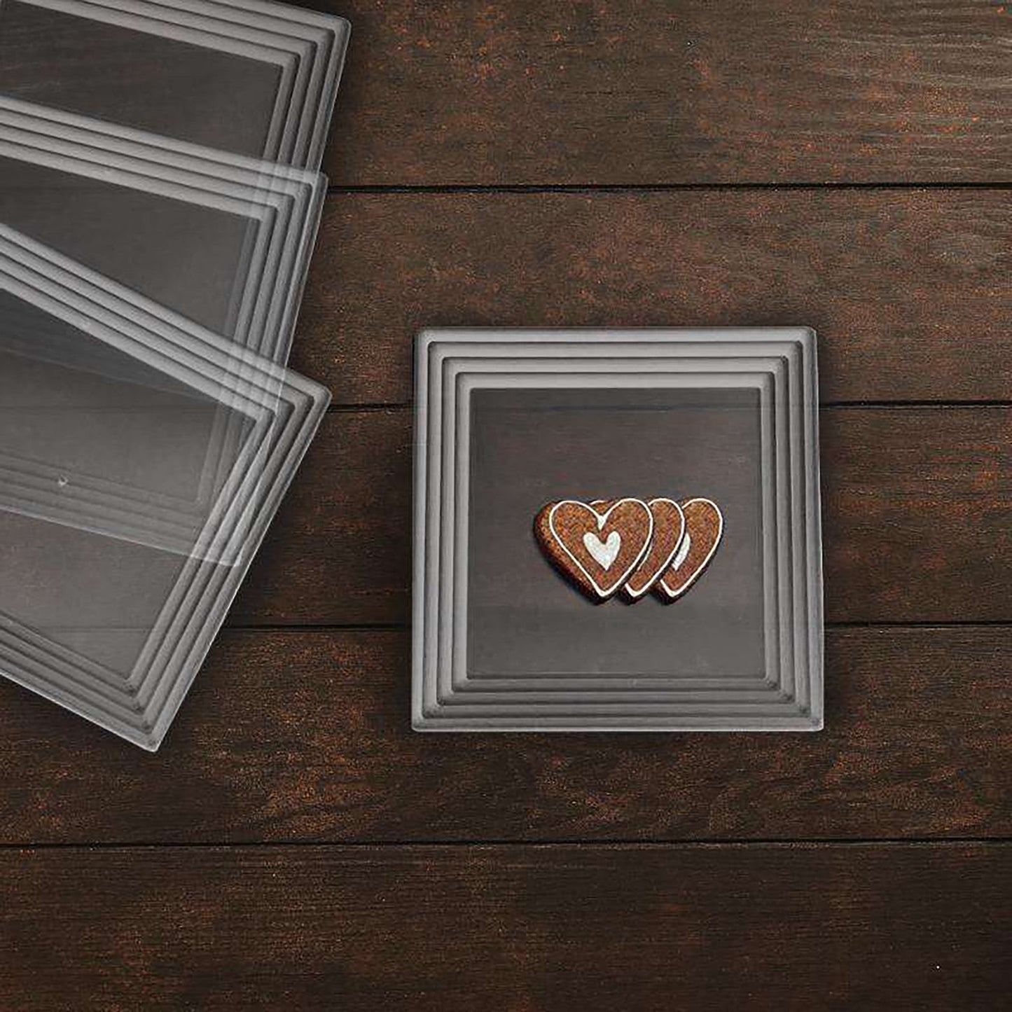 16" x 16" Clear Square with Groove Rim Disposable Plastic Serving Trays