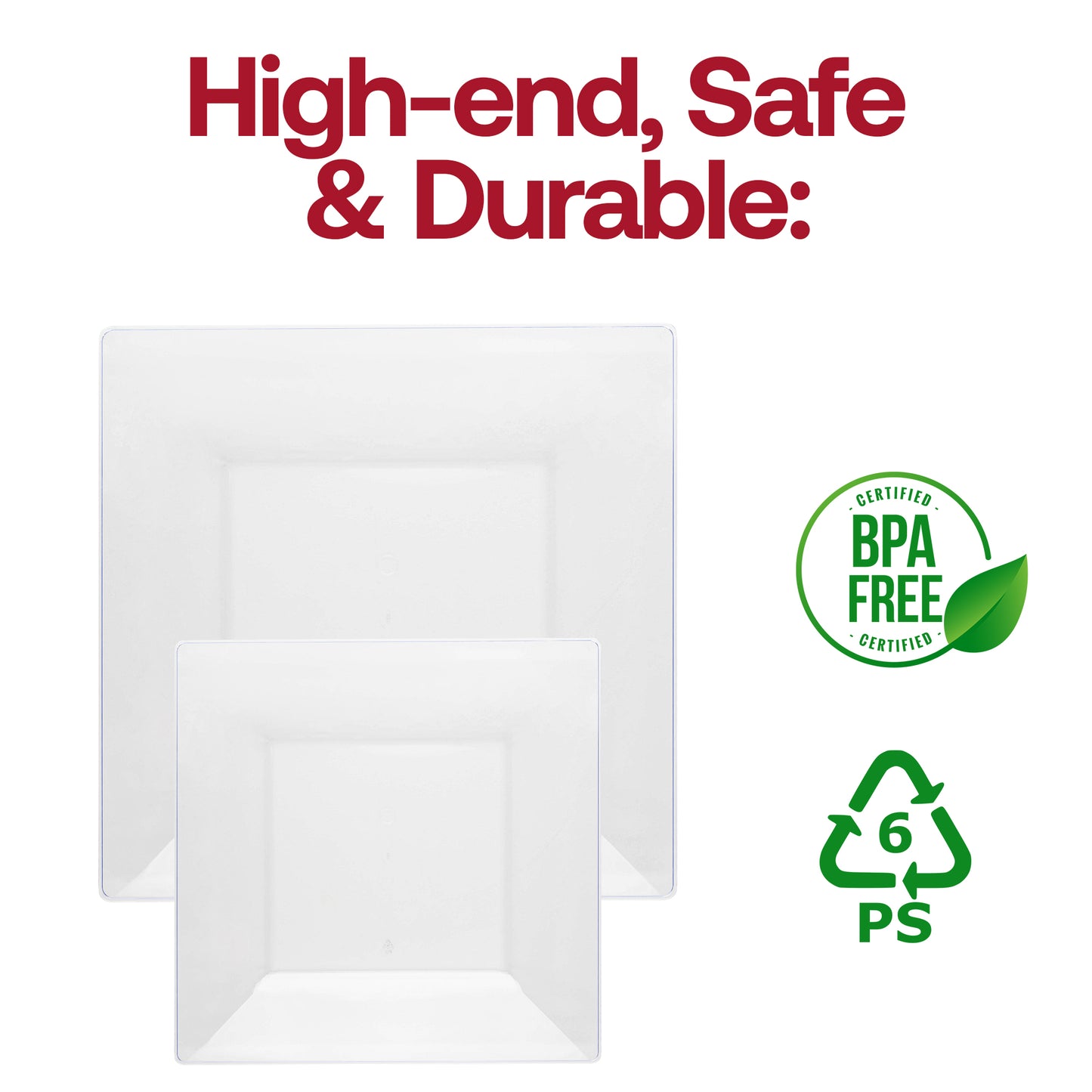 Clear Square Disposable Plastic Dinner Plates (10.75")