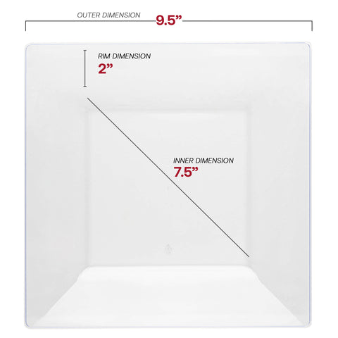 Clear Square Disposable Plastic Dinner Plates (9.5
