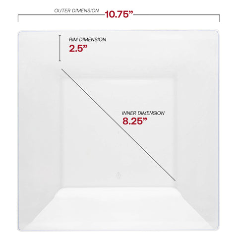 Clear Square Disposable Plastic Dinner Plates (10.75