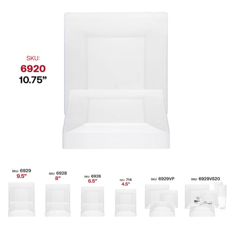 Clear Square Disposable Plastic Dinner Plates (10.75