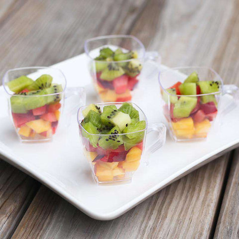 2 oz. Clear Square Disposable Plastic Mini Coffee Tea Cups