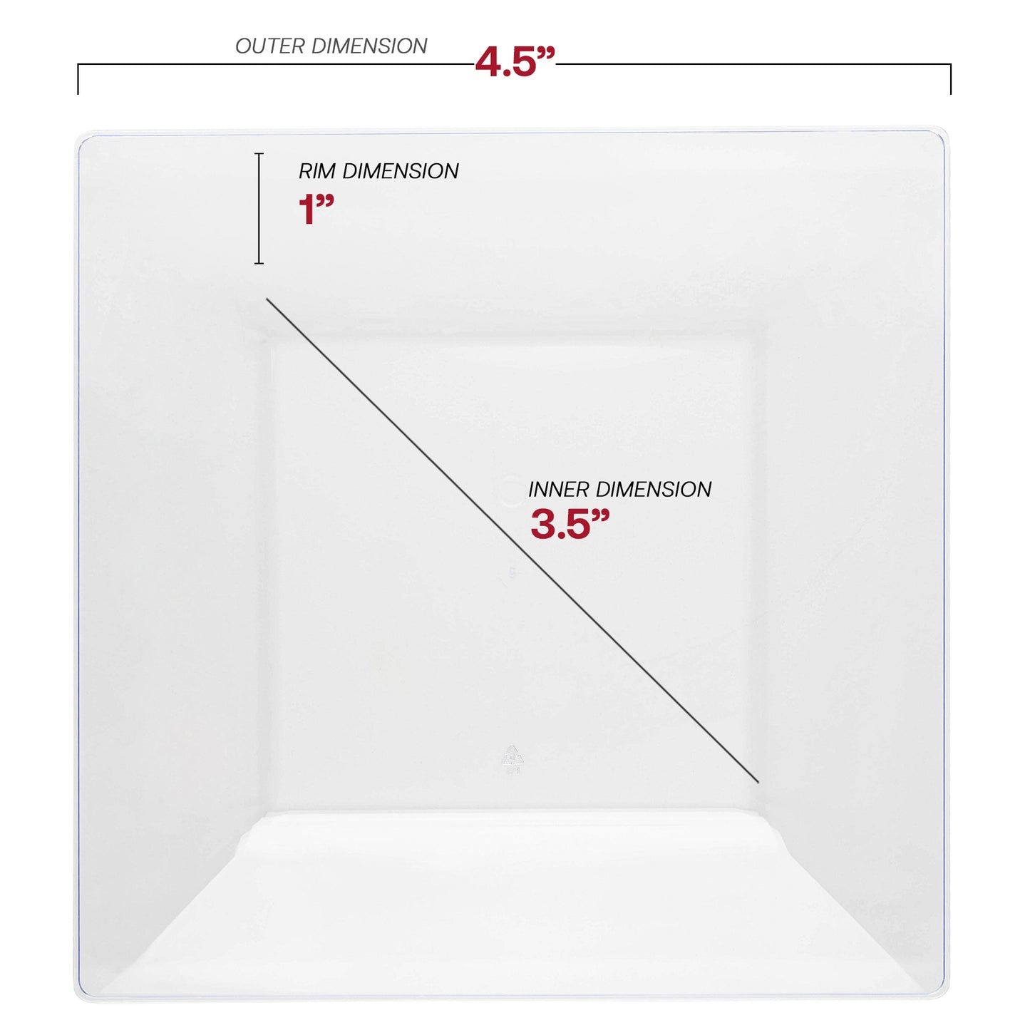 Clear Square Disposable Plastic Pastry Plates (4.5")