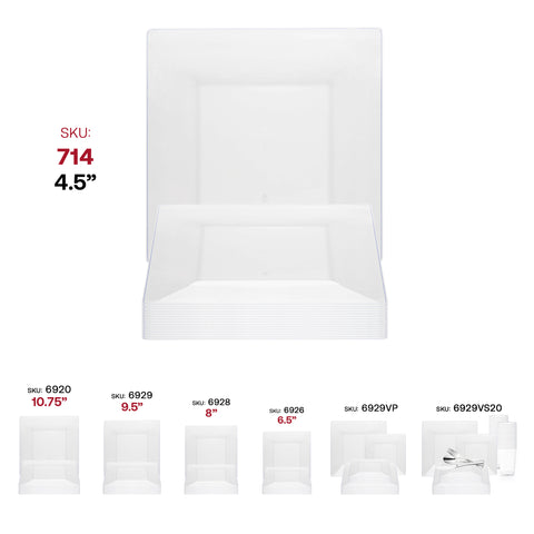 Clear Square Disposable Plastic Pastry Plates (4.5
