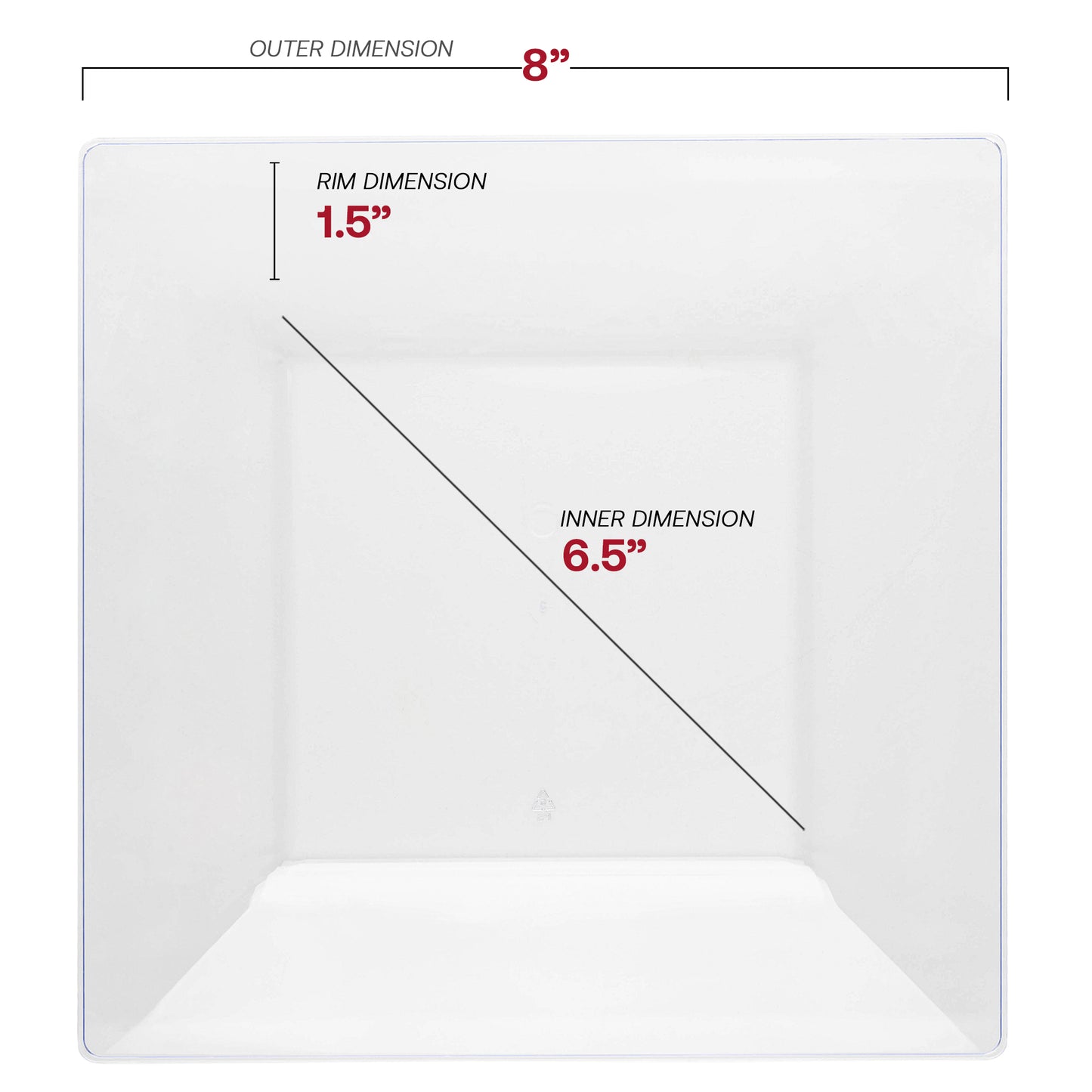 Clear Square Plastic Salad Plates (8")