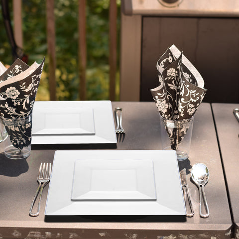 Clear Square Plastic Salad Plates (8