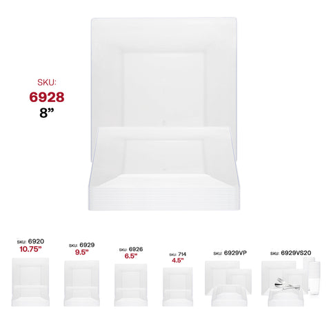 Clear Square Plastic Salad Plates (8