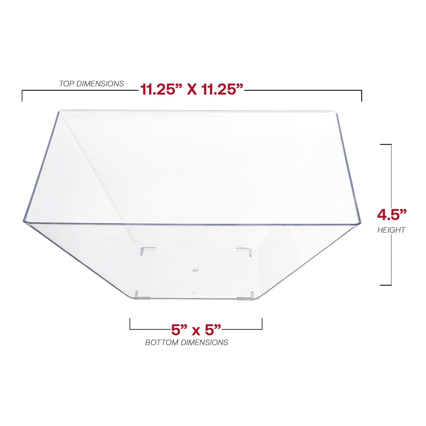 Clear Square Disposable Plastic Serving Bowls (4 qt.)