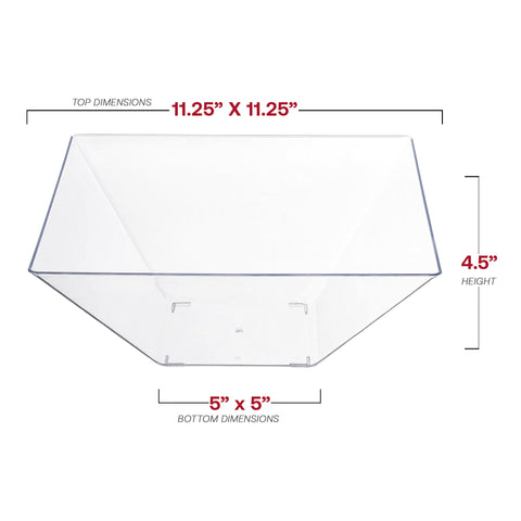 Clear Square Disposable Plastic Serving Bowls (4 qt.)