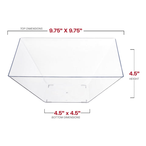 Clear Square Disposable Plastic Serving Bowls (3 qt.)