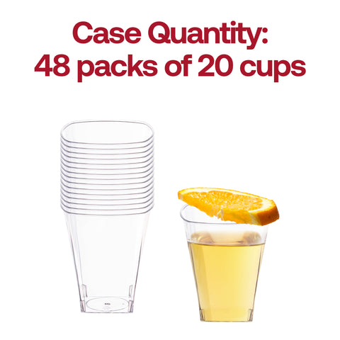 2 oz. Clear Square Disposable Plastic Shot Glasses