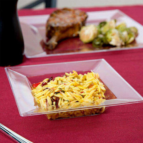 Clear Square Disposable Plastic Soup Bowls (12 oz.)