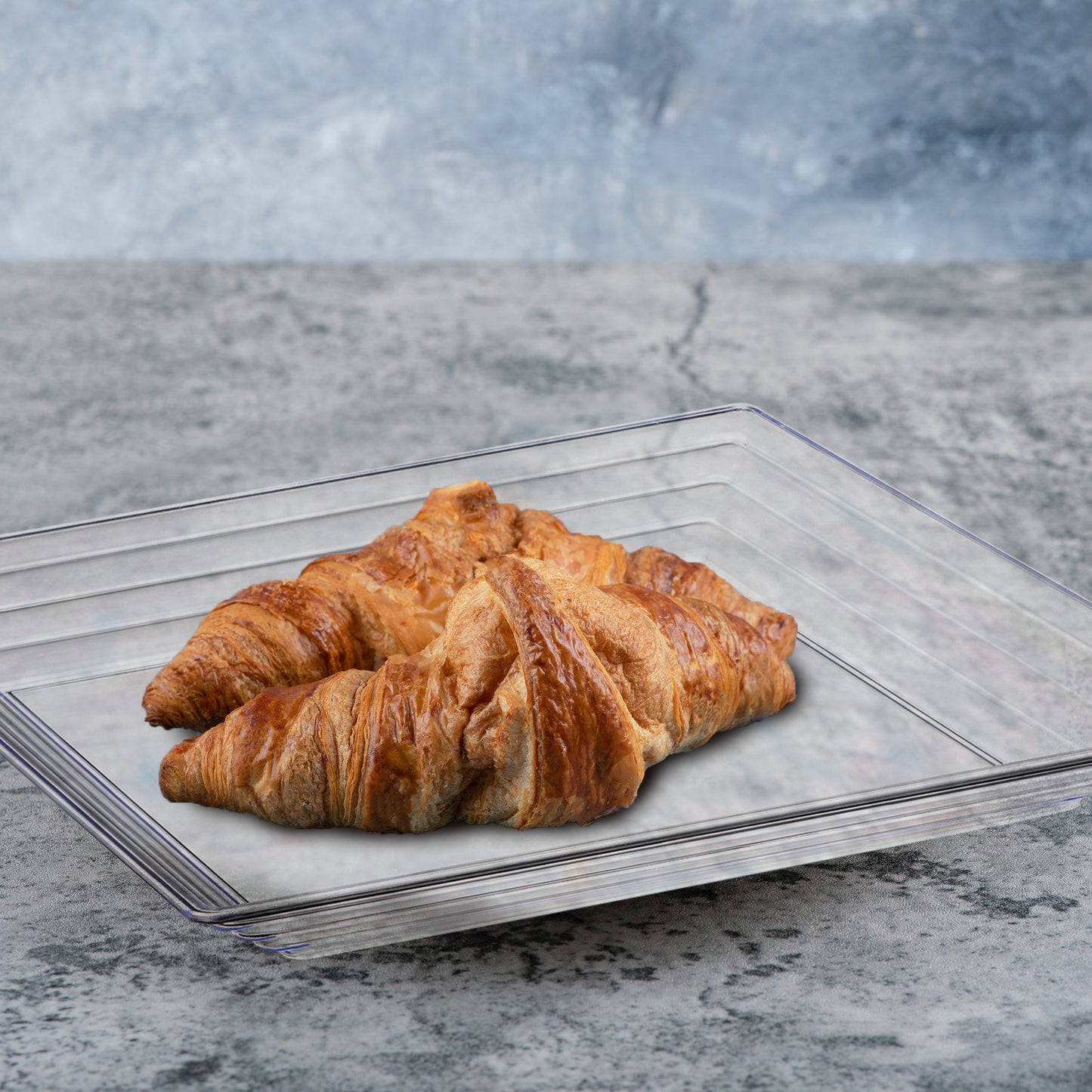 16" x 16" Clear Square with Groove Rim Disposable Plastic Serving Trays