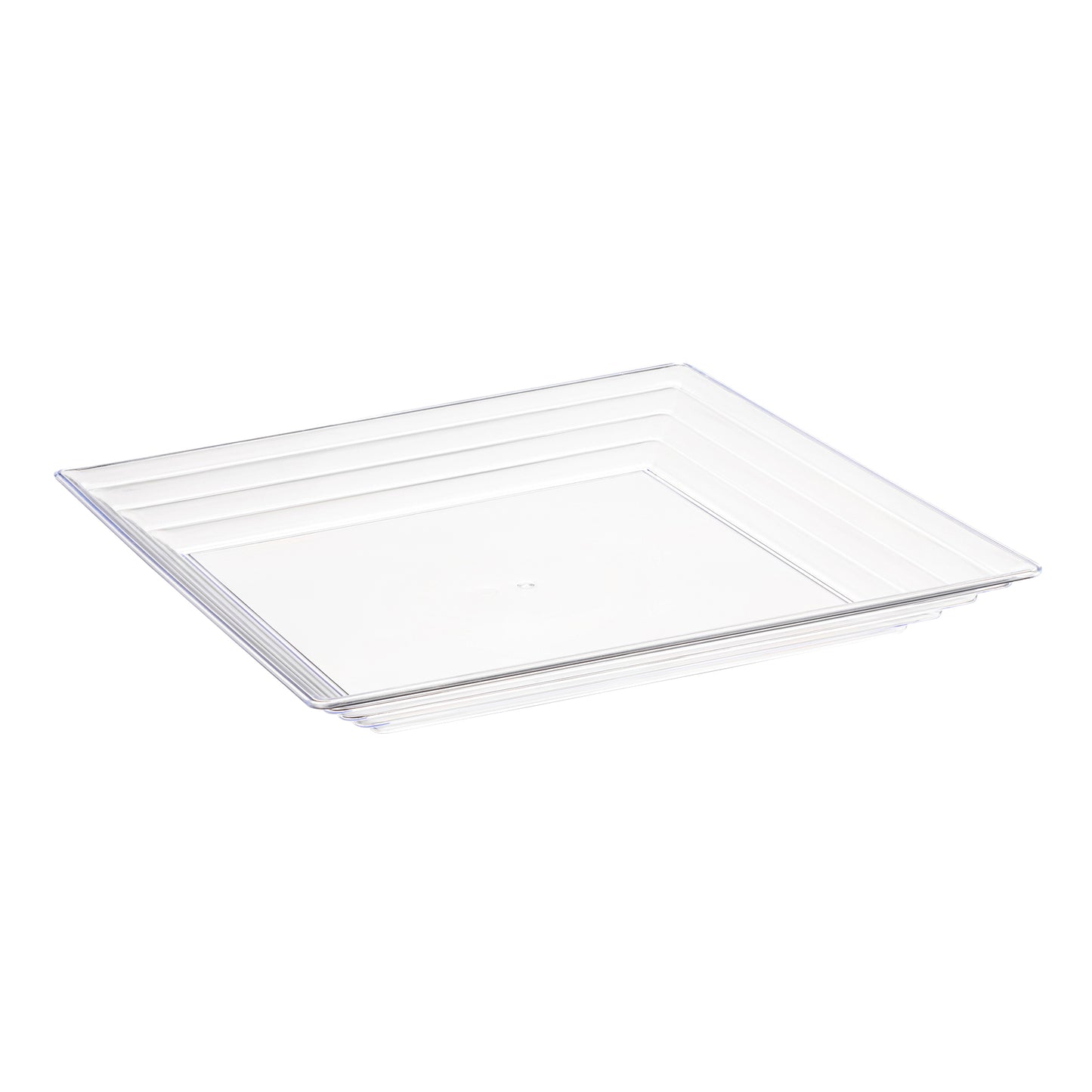 16" x 16" Clear Square with Groove Rim Disposable Plastic Serving Trays