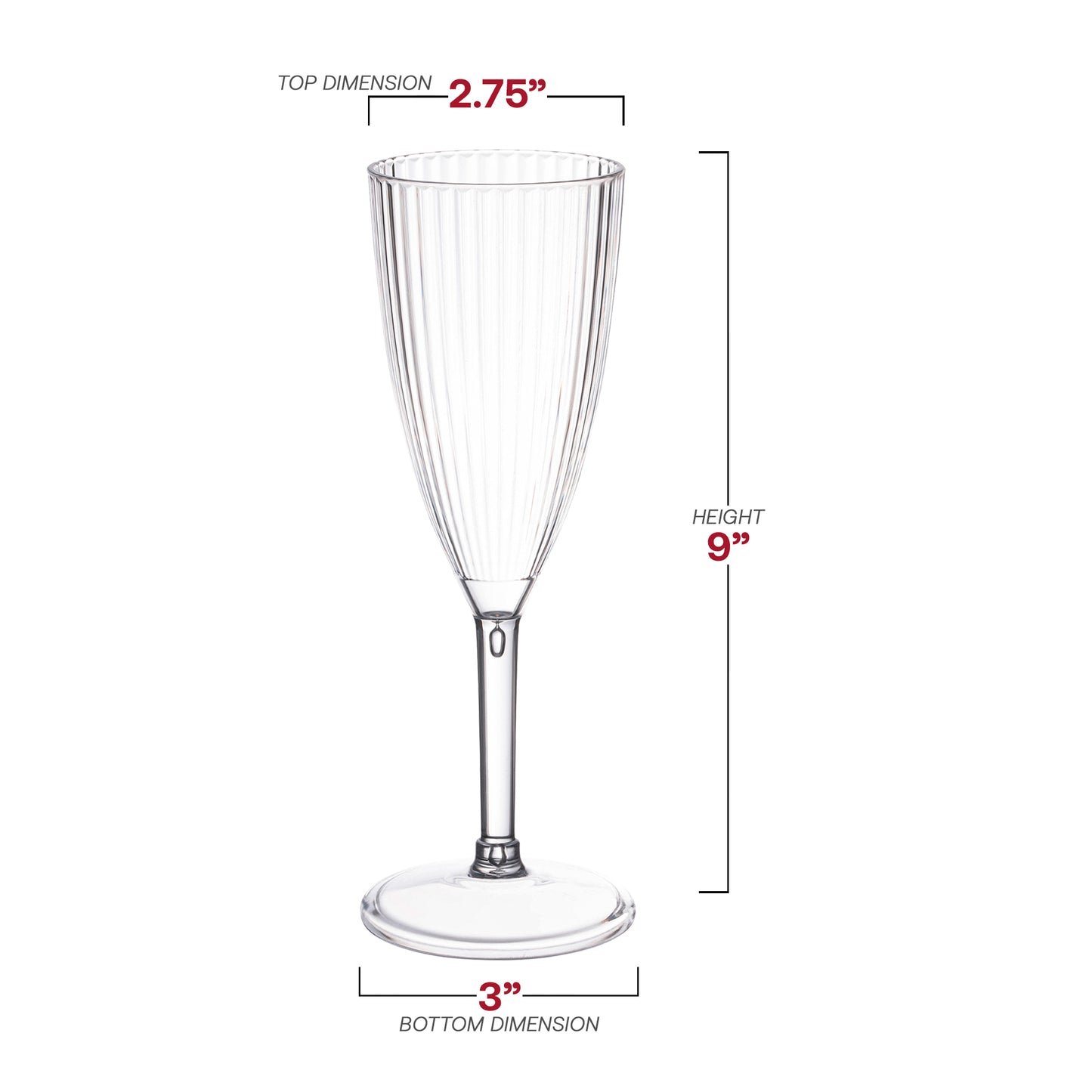 8 oz. Clear Stripe Round Plastic Champagne Flutes