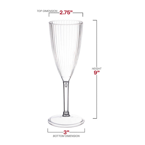 8 oz. Clear Stripe Round Plastic Champagne Flutes