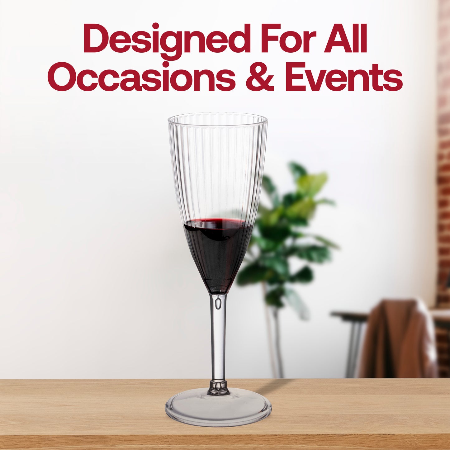 8 oz. Clear Stripe Round Plastic Champagne Flutes
