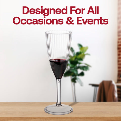 8 oz. Clear Stripe Round Plastic Champagne Flutes