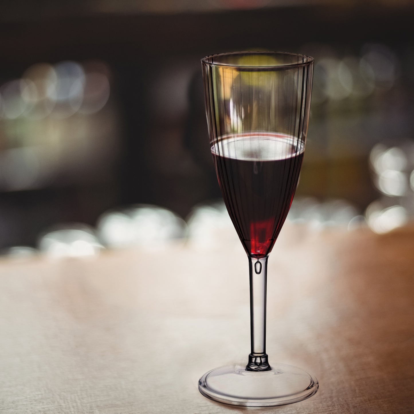 8 oz. Clear Stripe Round Plastic Champagne Flutes