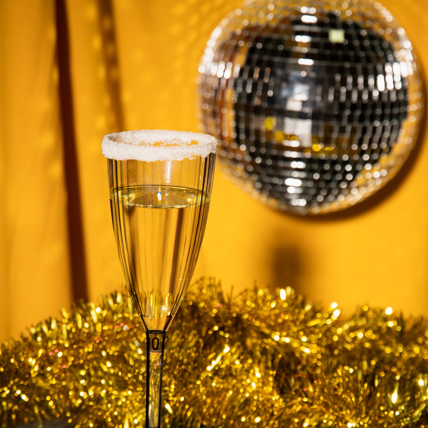 8 oz. Clear Stripe Round Plastic Champagne Flutes