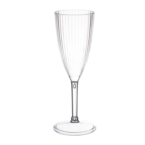 8 oz. Clear Stripe Round Plastic Champagne Flutes