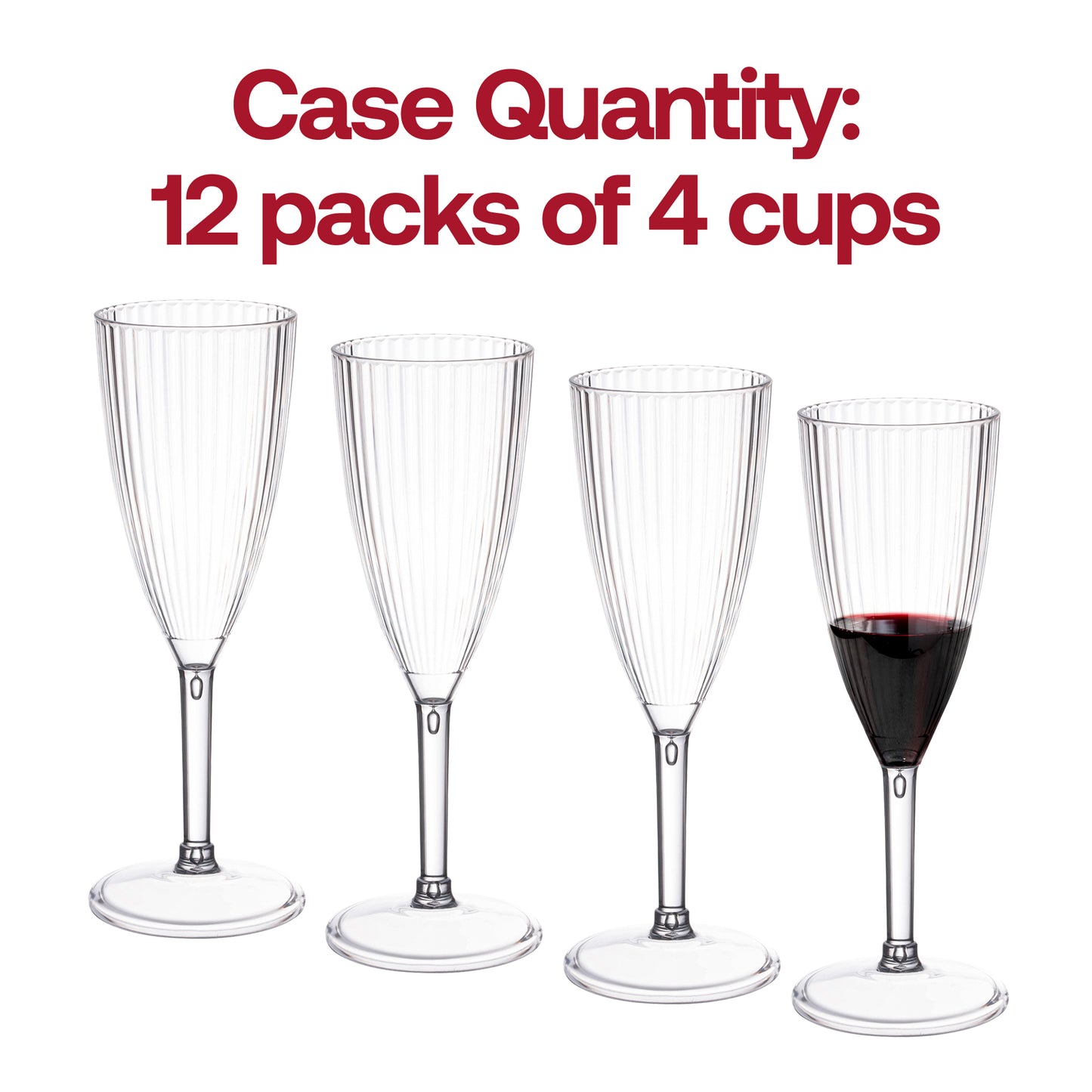 8 oz. Clear Stripe Round Plastic Champagne Flutes