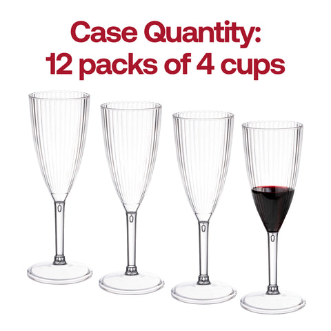 8 oz. Clear Stripe Round Plastic Champagne Flutes