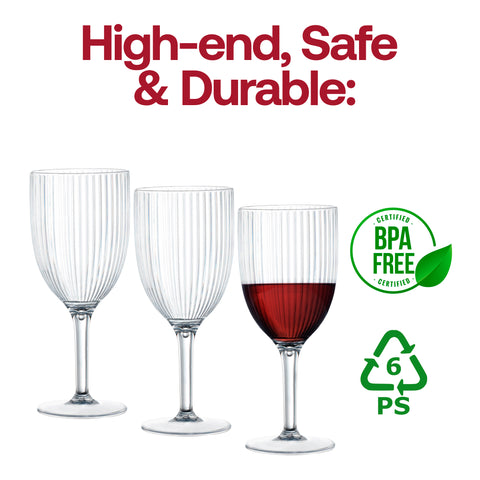 12 oz. Clear Stripe Round Plastic Wine Flutes