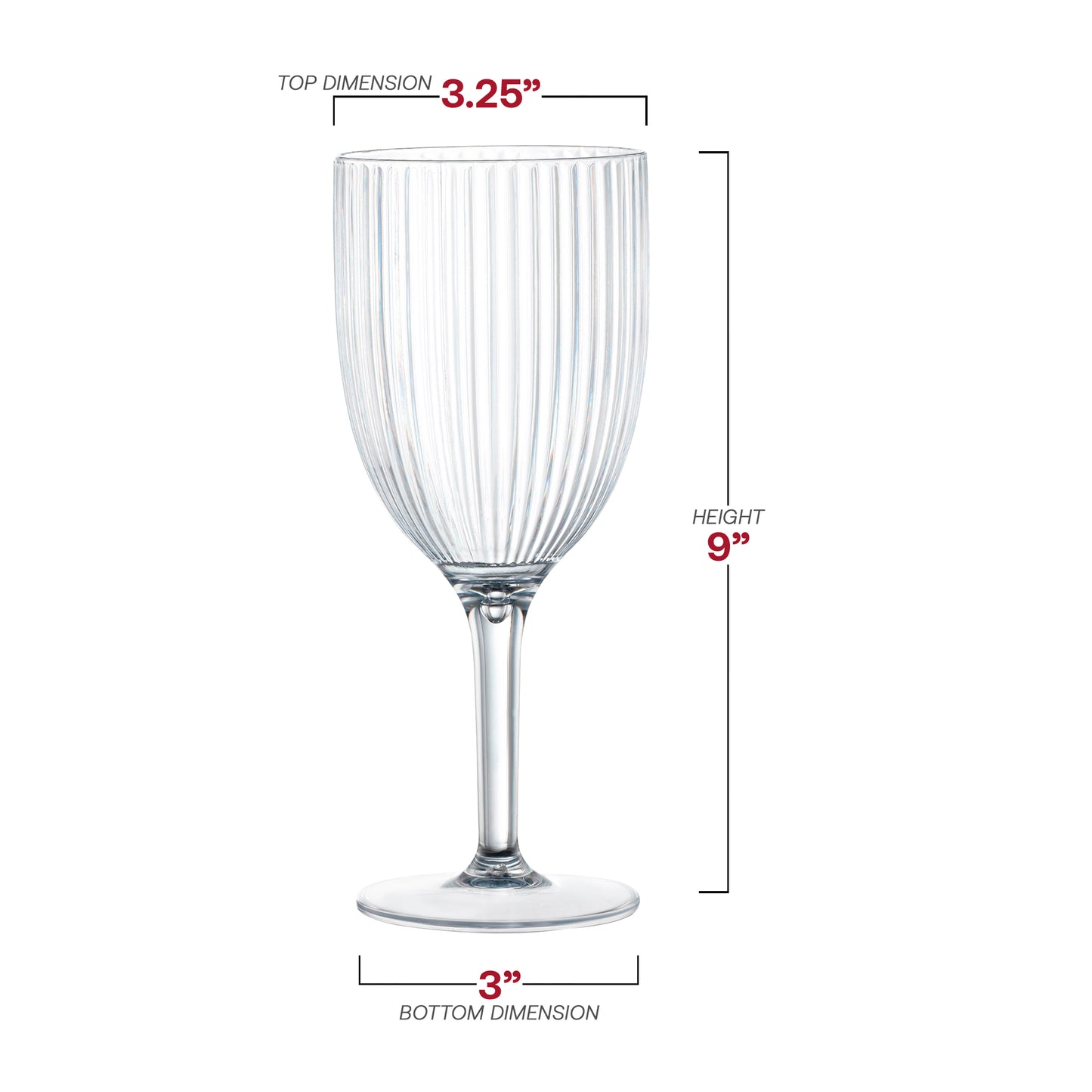 12 oz. Clear Stripe Round Plastic Wine Flutes