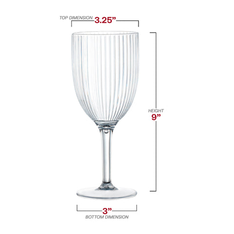 12 oz. Clear Stripe Round Plastic Wine Flutes