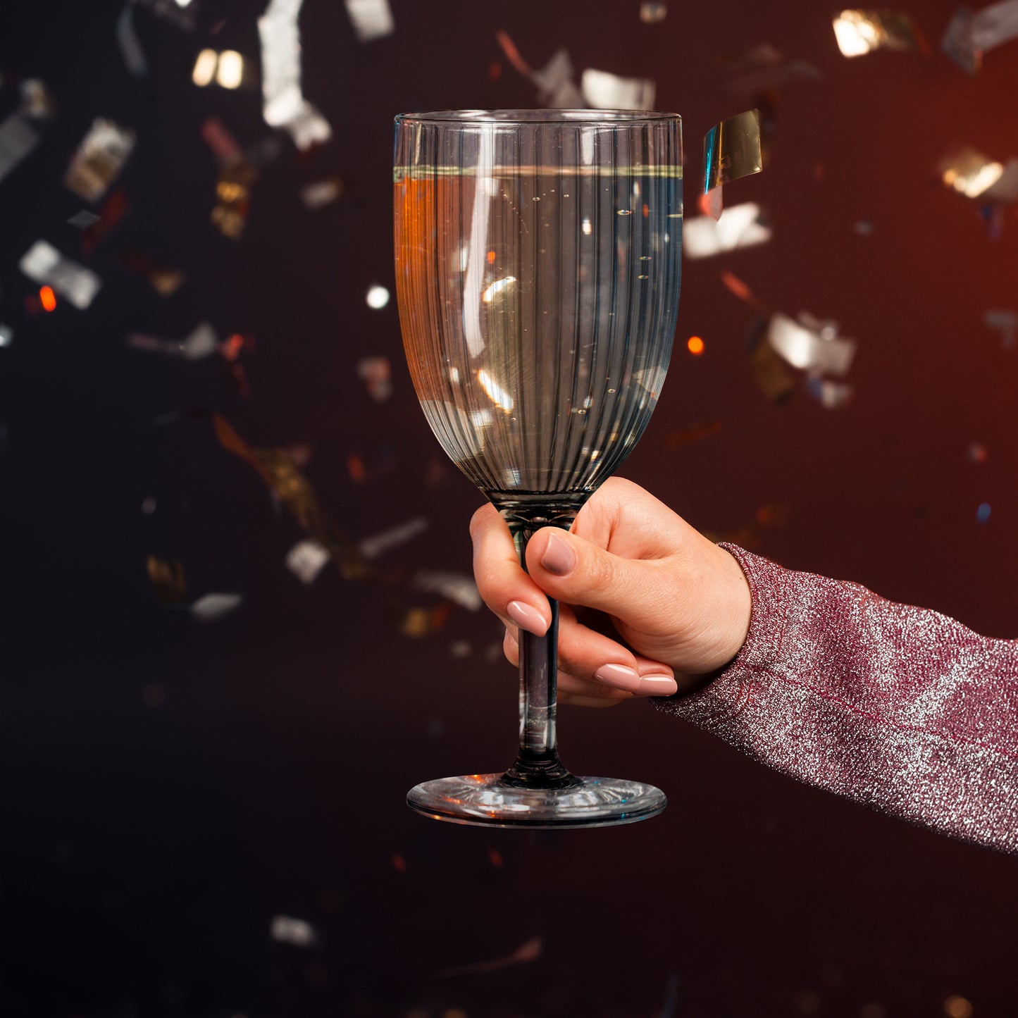 12 oz. Clear Stripe Round Plastic Wine Flutes