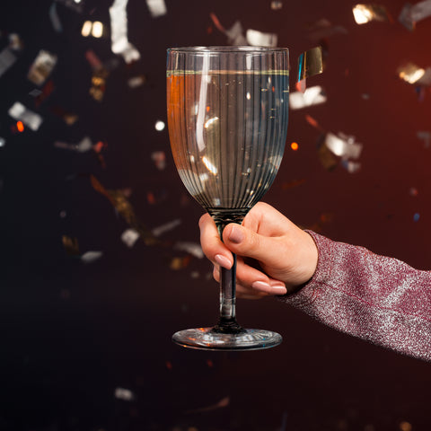 12 oz. Clear Stripe Round Plastic Wine Flutes