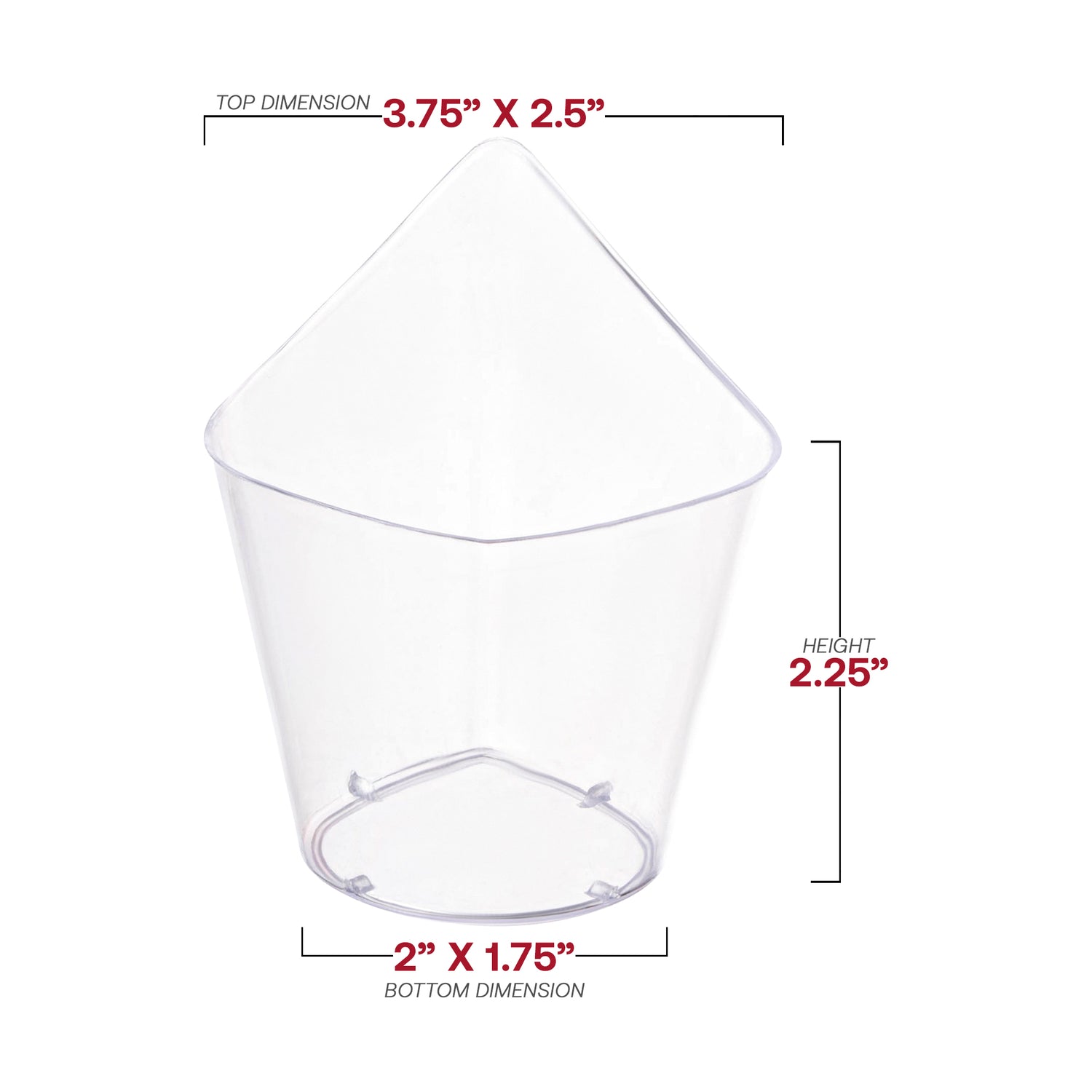 4 oz. Clear Teardrop Disposable Plastic Cups Dimension | The Kaya Collection