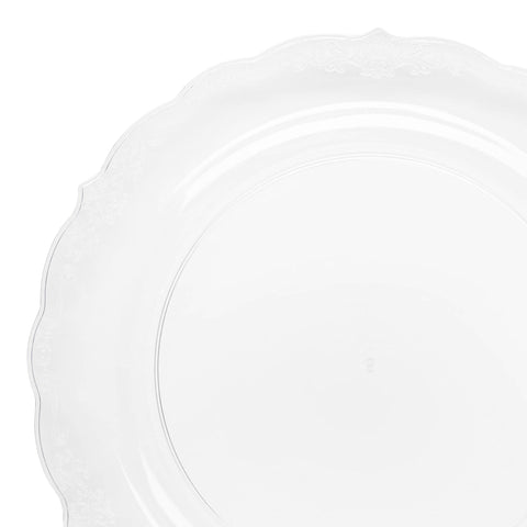 Clear Vintage Round Plastic Disposable Dinner Plates (10
