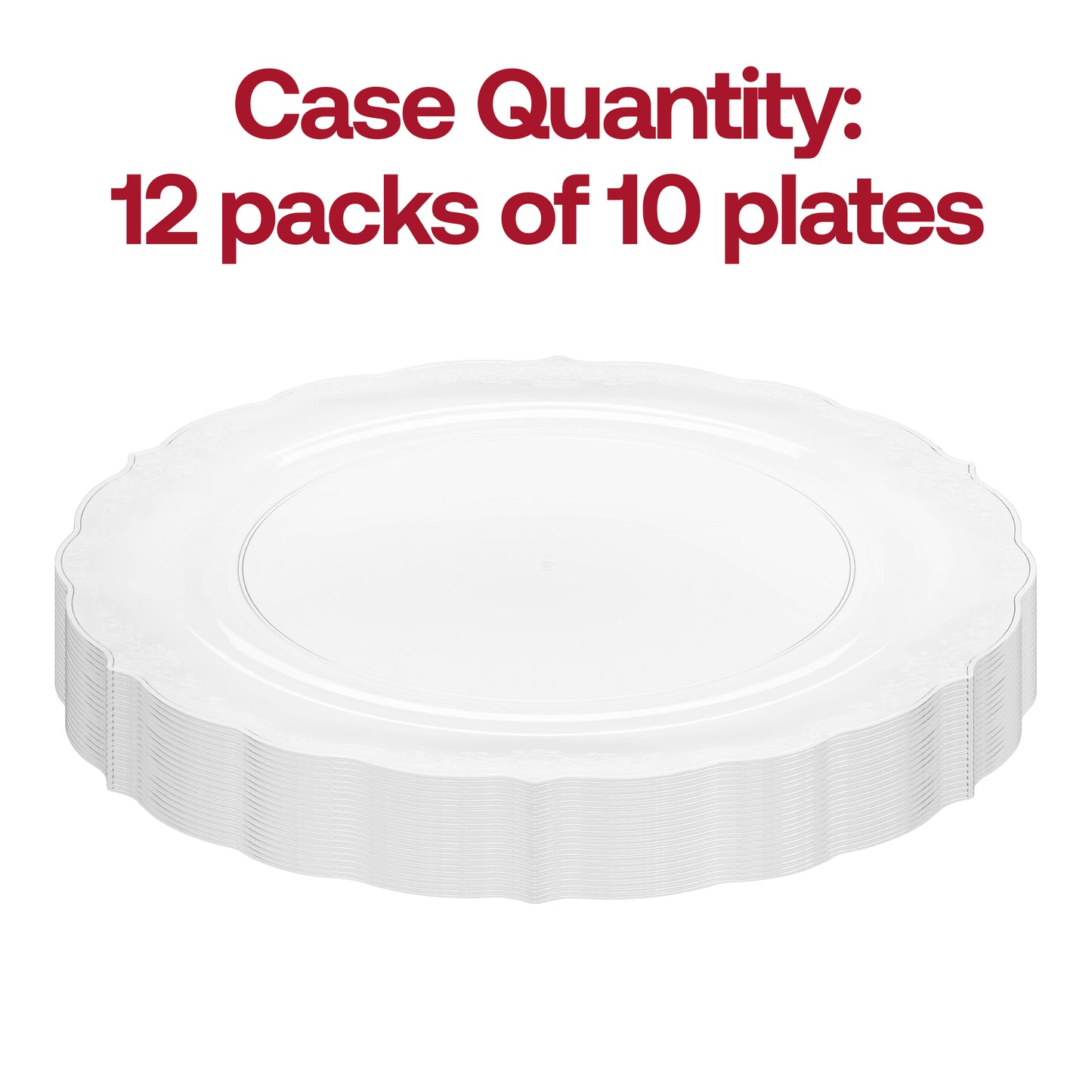 Clear Vintage Round Plastic Disposable Dinner Plates (10")