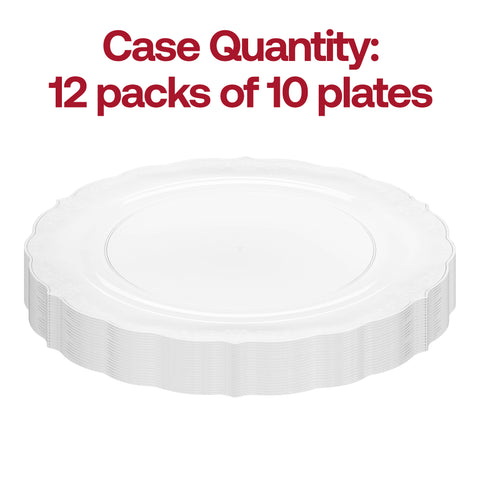 Clear Vintage Round Plastic Disposable Dinner Plates (10