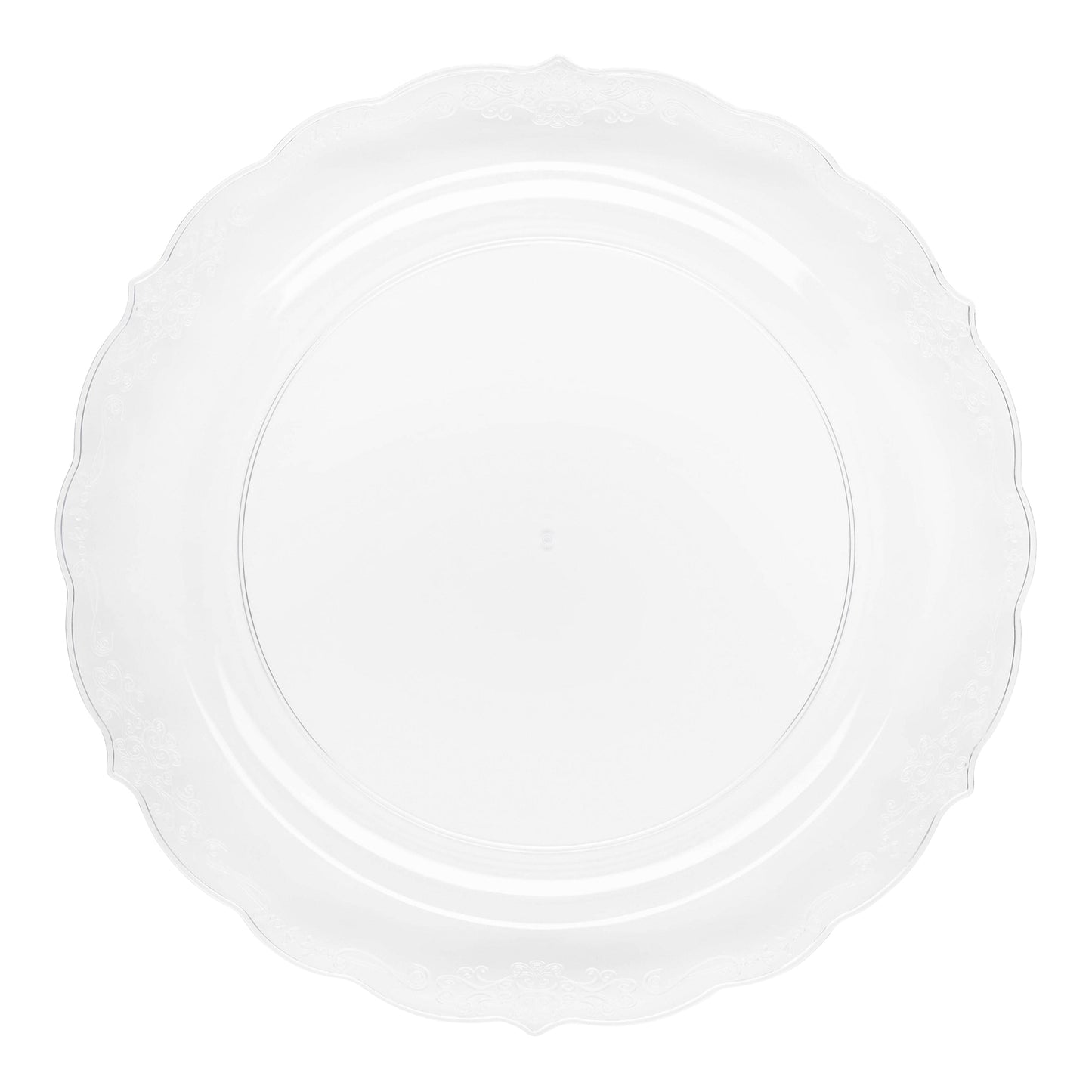 Clear Vintage Round Plastic Disposable Dinner Plates (10")